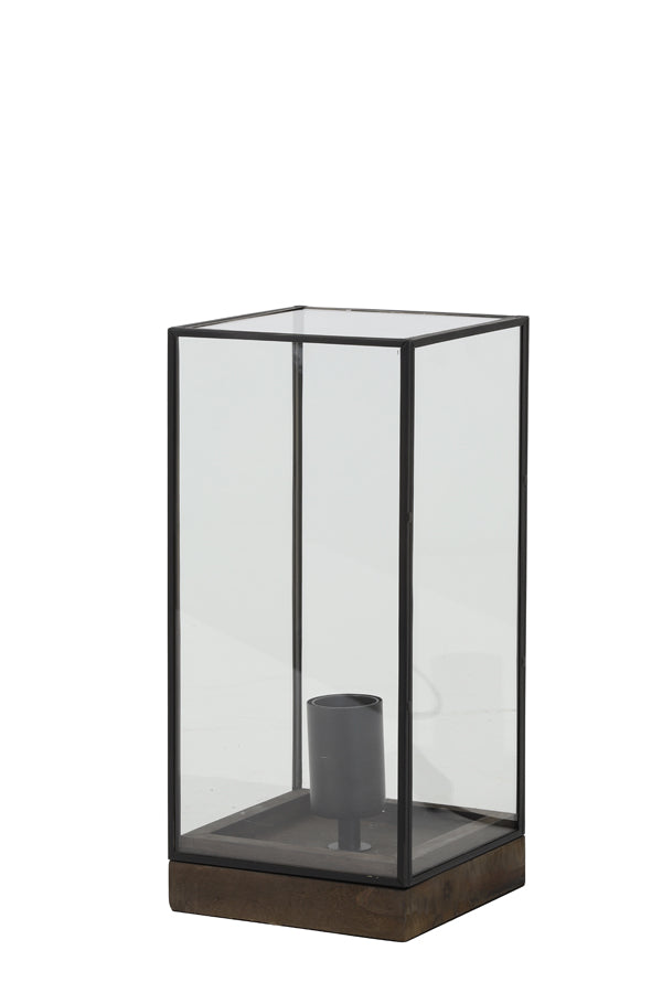 15x32.5cm Wood & Glass Lamp