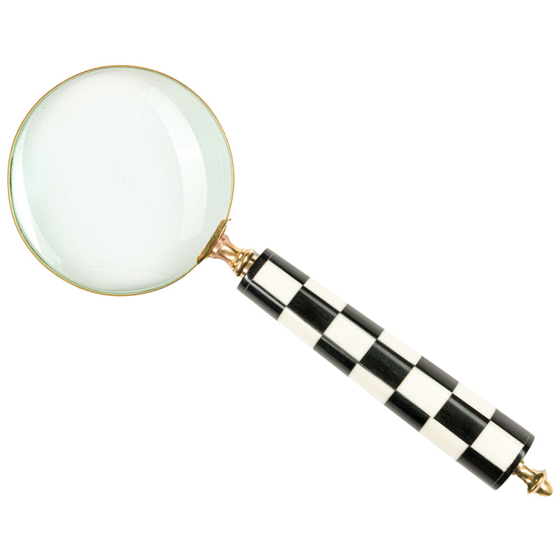 Large Checkered Gold Magnifying Glass
