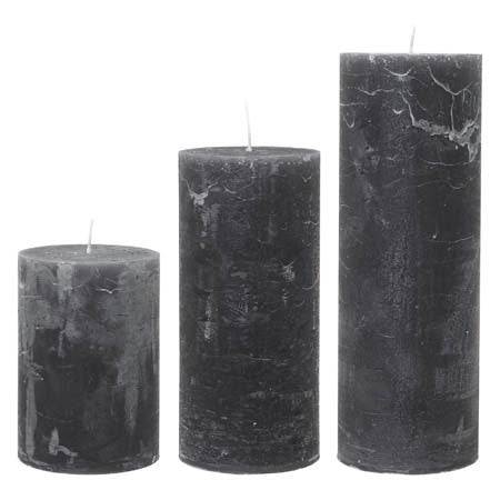 Rustic Antracite Pillar Candle 10x15