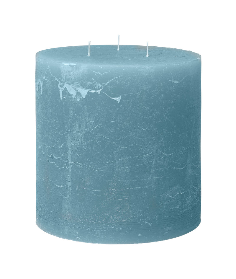 Rustic Winterblue Pillar Candle 15x15