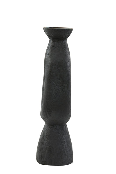 45cm Ango Wood Matte Black Candle Holder