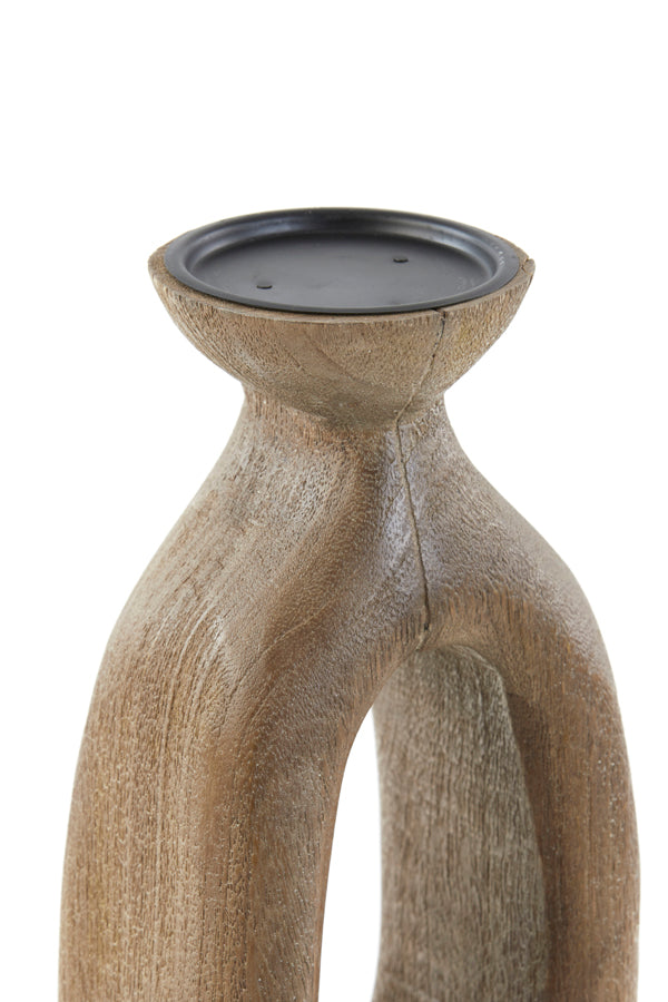 Abstract Tall Wood Candle Holder