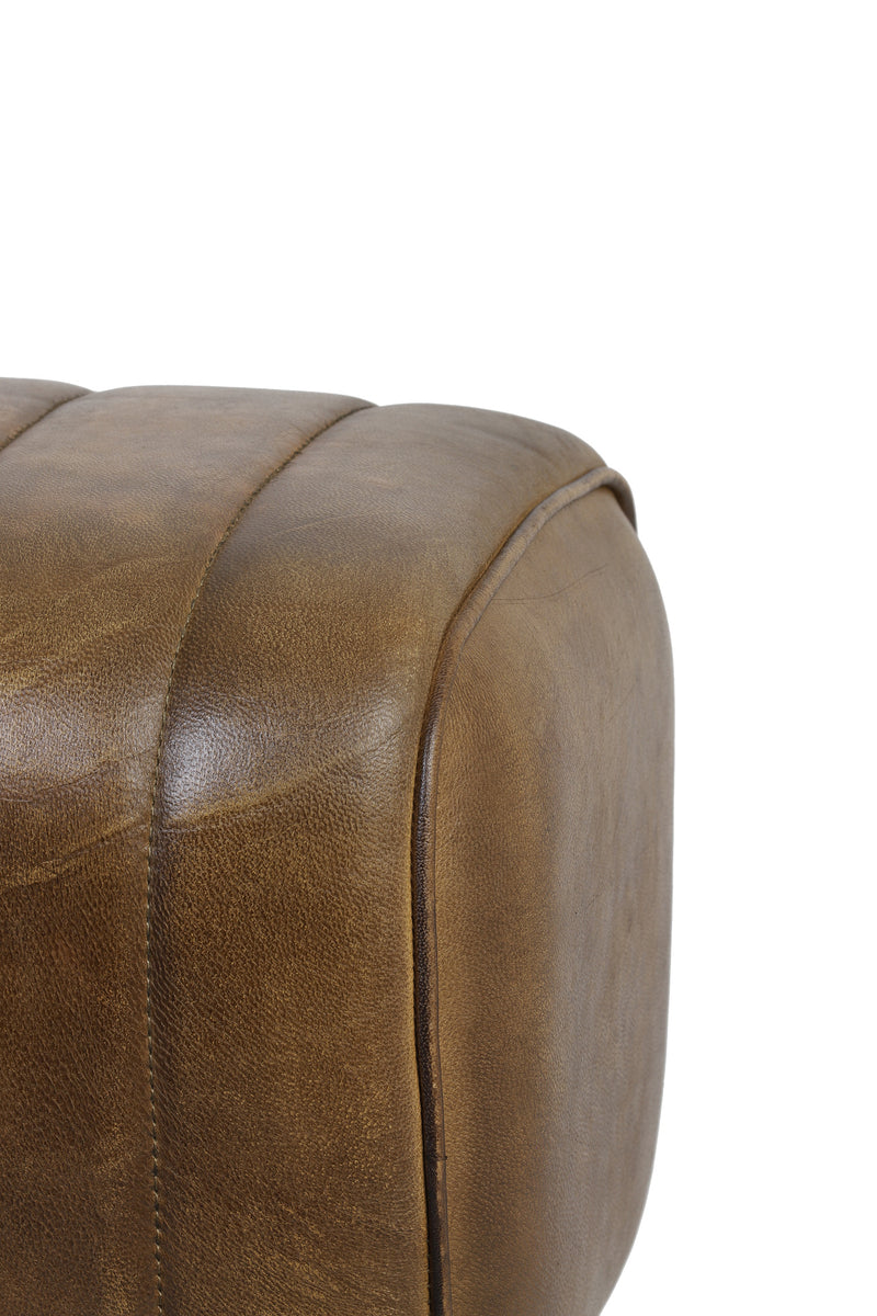 Small Leather Dark Brown Stool