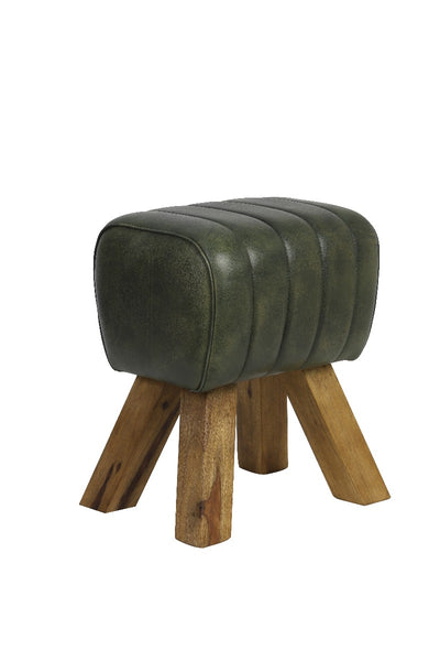 Small Leather Green Stool
