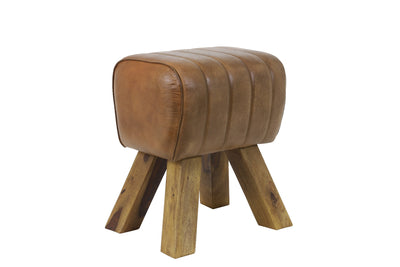 Small Leather Brown Stool