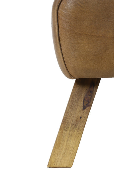 Small Leather Brown Stool