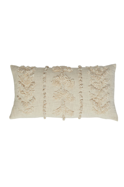 Cream Patterned Rectangular Cushion
