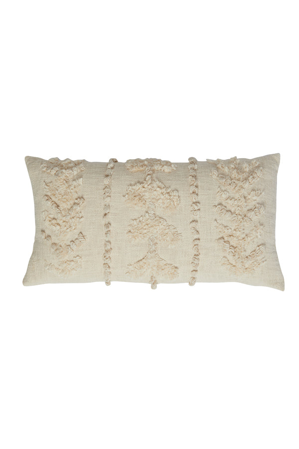 Cream Patterned Rectangular Cushion