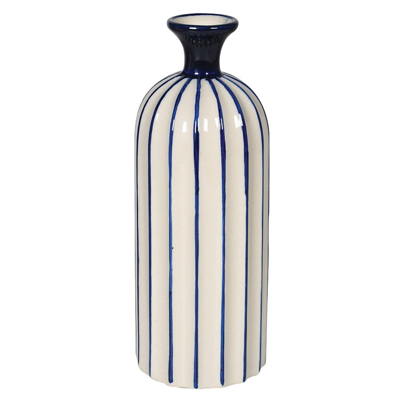 Medium Blue Stripe Ceramic Vase