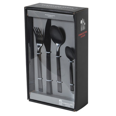 S/16 Black Stainless Steel Cutlery Set