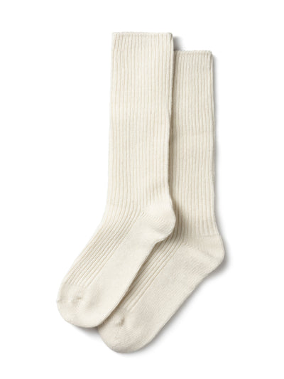 Ivory Wool Blend Rib Sock